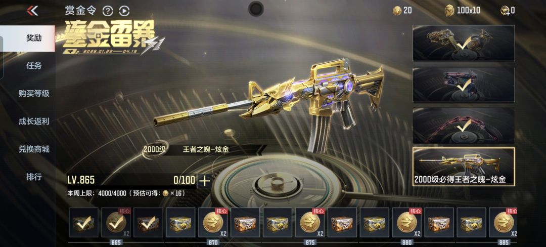 865级赏金令武器全毕业角色90片 2