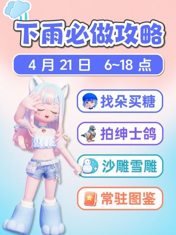 4月21日 下雨必做详细攻略 朵朵位置 Rain