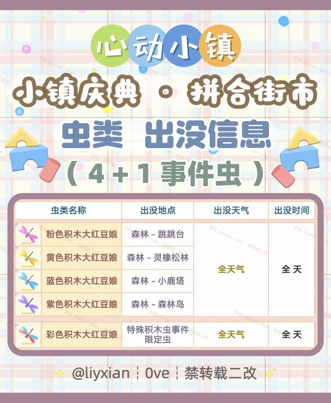 【心动小镇】拼合街市 5种虫类 出没信息 2
