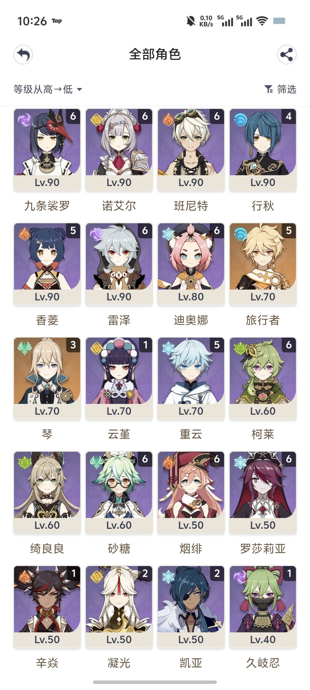 刚回坑没一会 这些角色里面还有啥可以练的 2