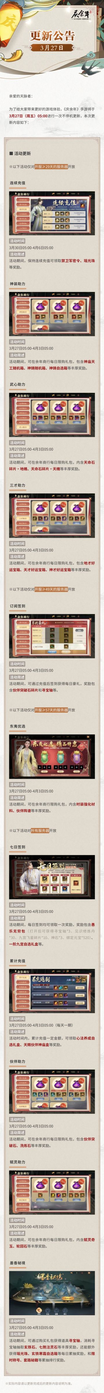 【公告】3月27日更新公告