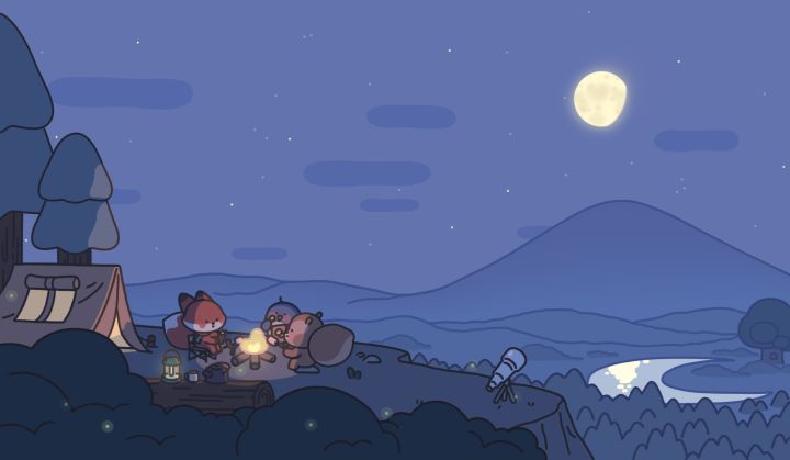 爬山露营的三小只截图