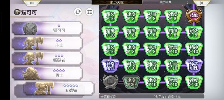 猫可可技能点不满?截图