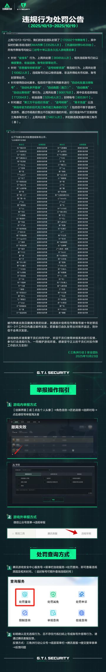 违规行为处罚公告（10.13 ~ 10.19）