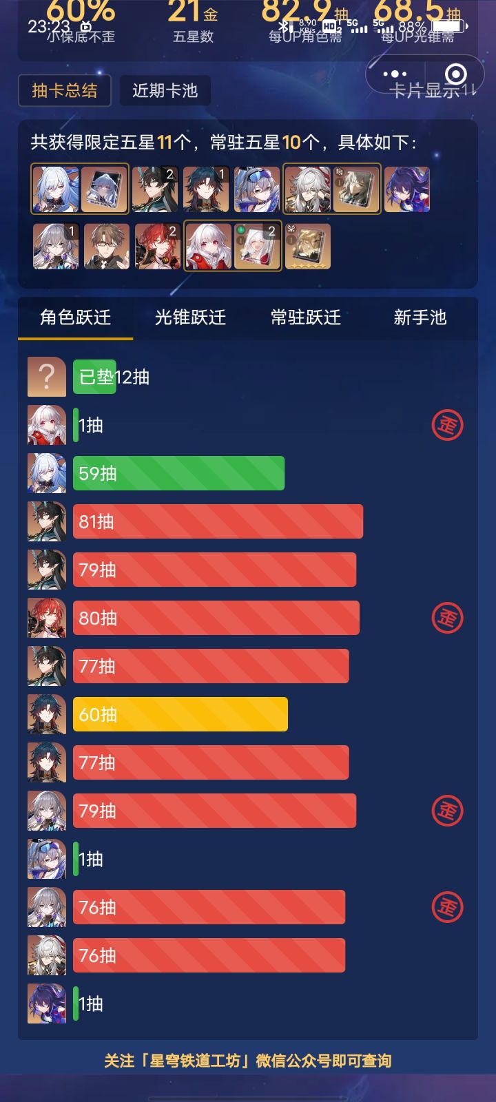 在欧皇和非酋之间进行一个反复横跳截图
