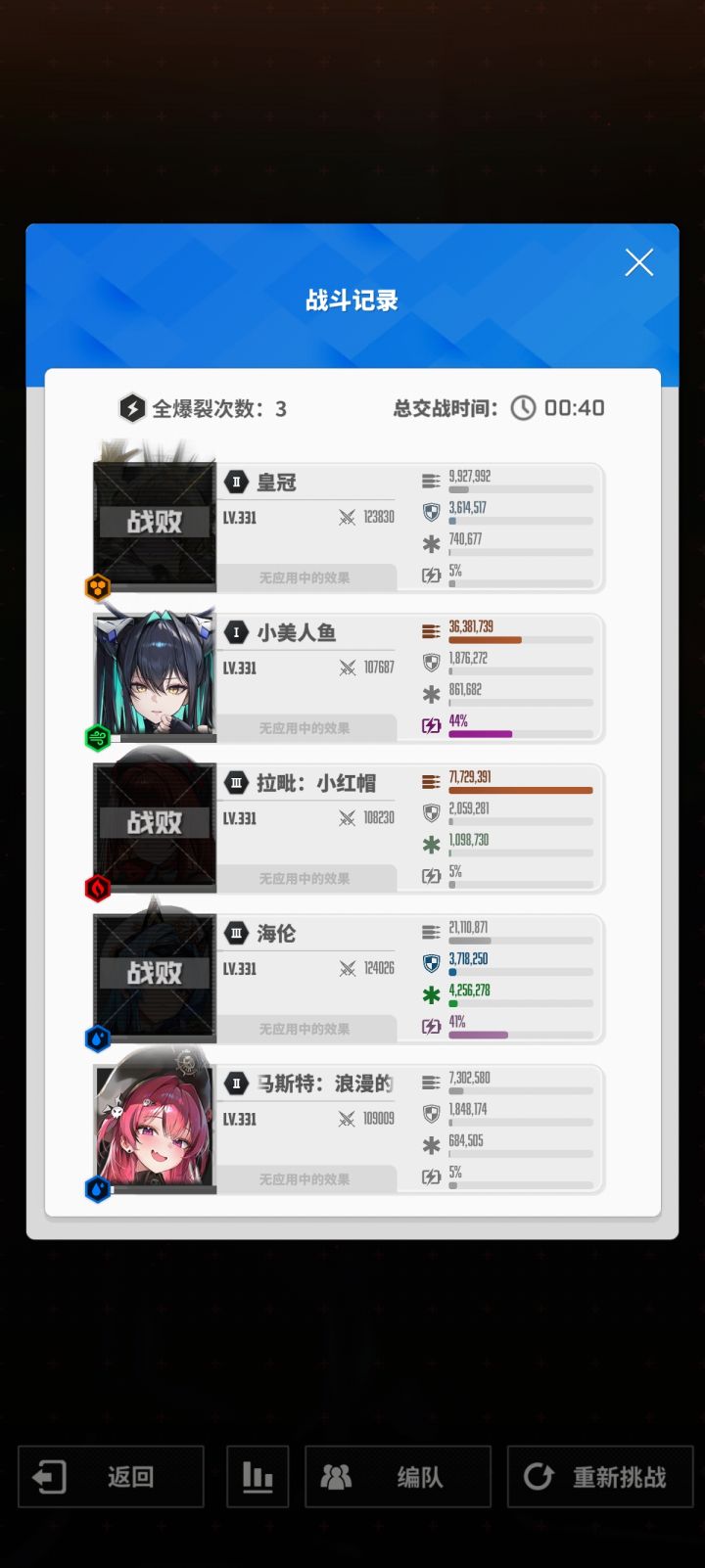没想到小美人鱼输出还挺高截图