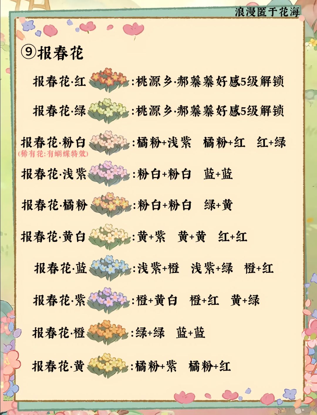 桃源花圃育种攻略丨全（14种花卉） 6