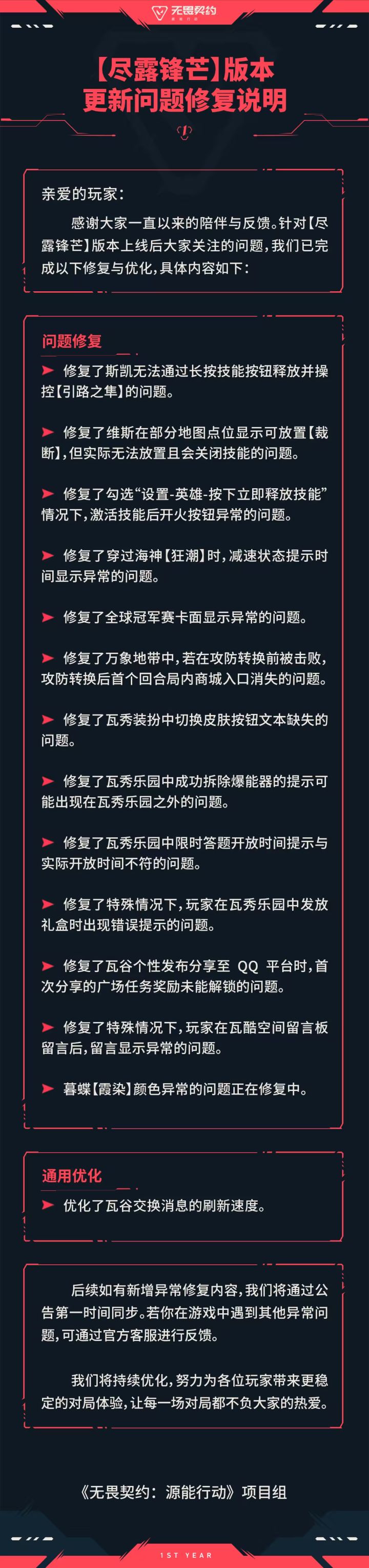 大量问题得到解决!无畏契约手游尽露锋芒版本修复详情公布截图