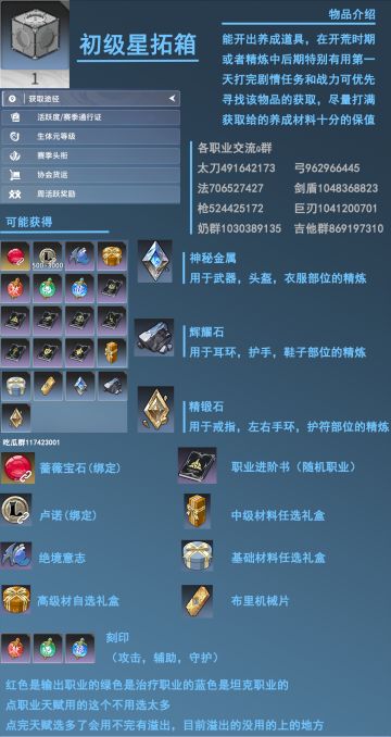 我做了个图给萌新玩家介绍一下物品