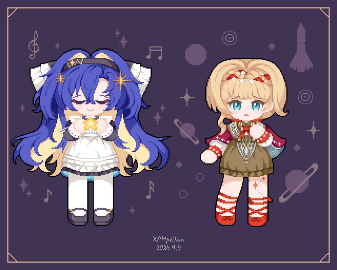 【同人绘画】引星组大脑袋像素时候 1