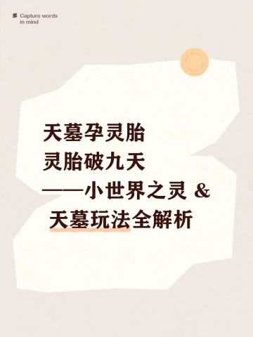 天墓孕灵胎，灵胎破九天——小世界之灵 & 天墓玩法全解析