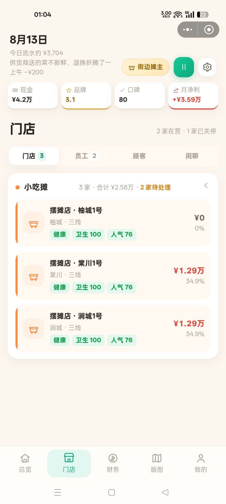 店铺因为任务卖了，或者自己卖了，一直存在。截图