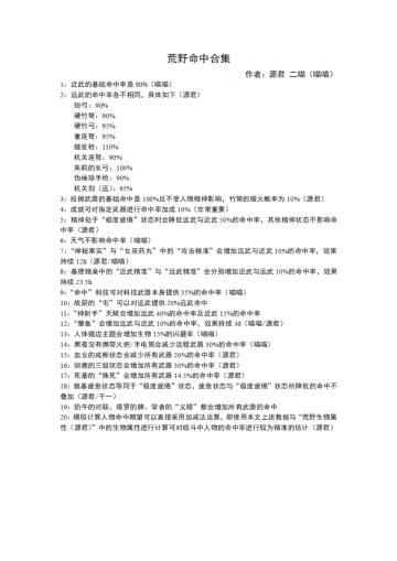 荒野命中合集（从入门到入土）