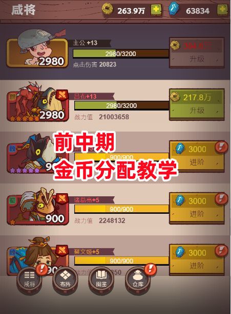 《咸鱼之王》前中期金币分配教学截图