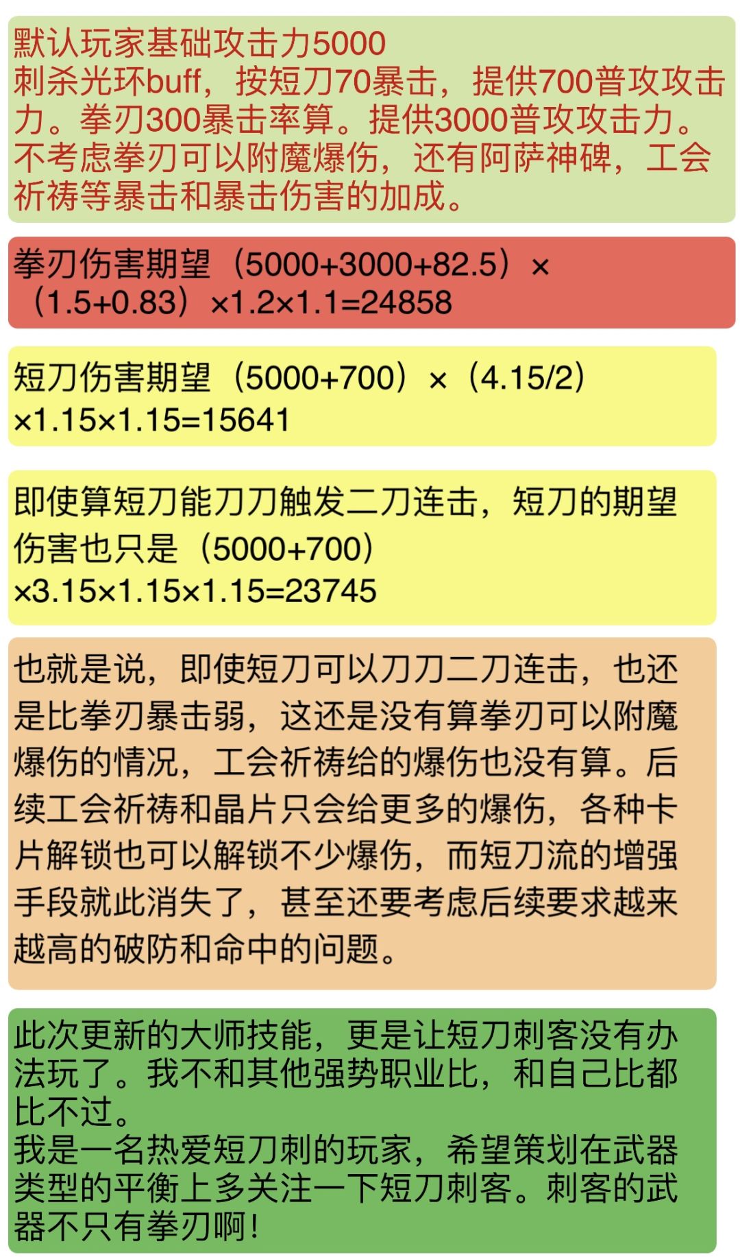再次发帖,求策划们看一眼短刀刺客 2
