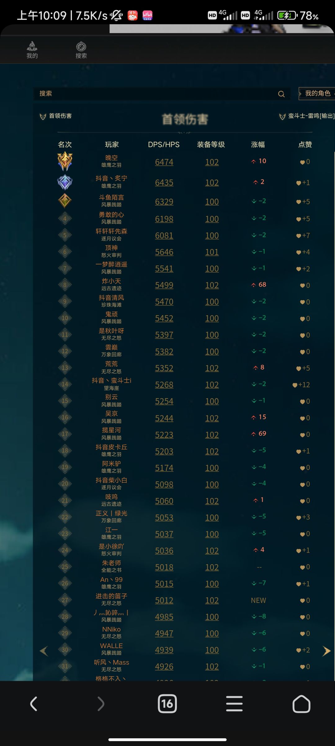 噩兆龙各职业输出 3