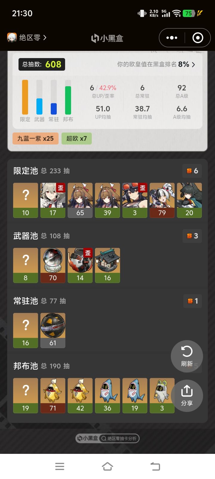 开服老登抽卡也是好起来了呢。截图