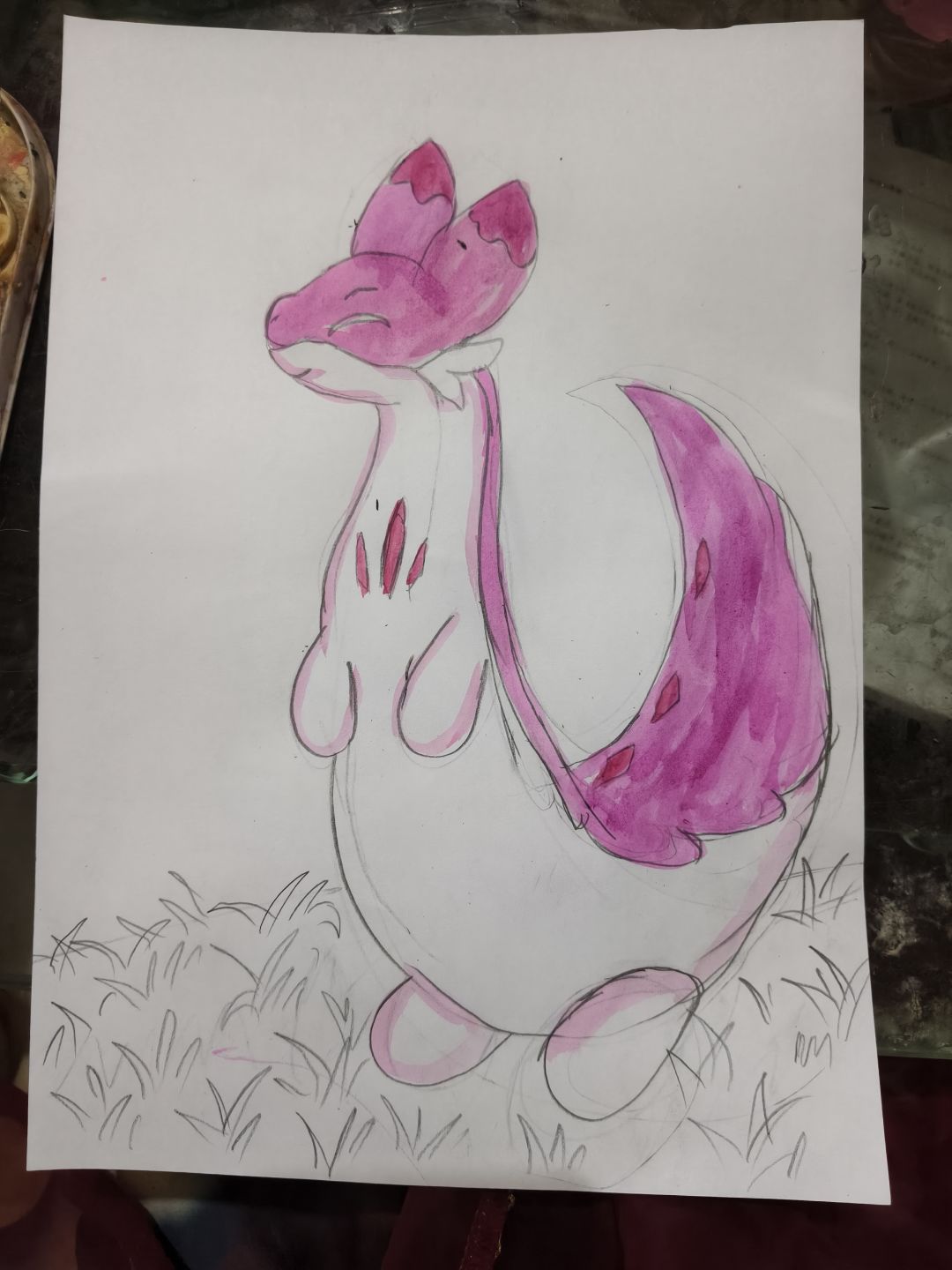 幻兽帕鲁，桃旋鼬，绘画。简单可爱水彩画。 4
