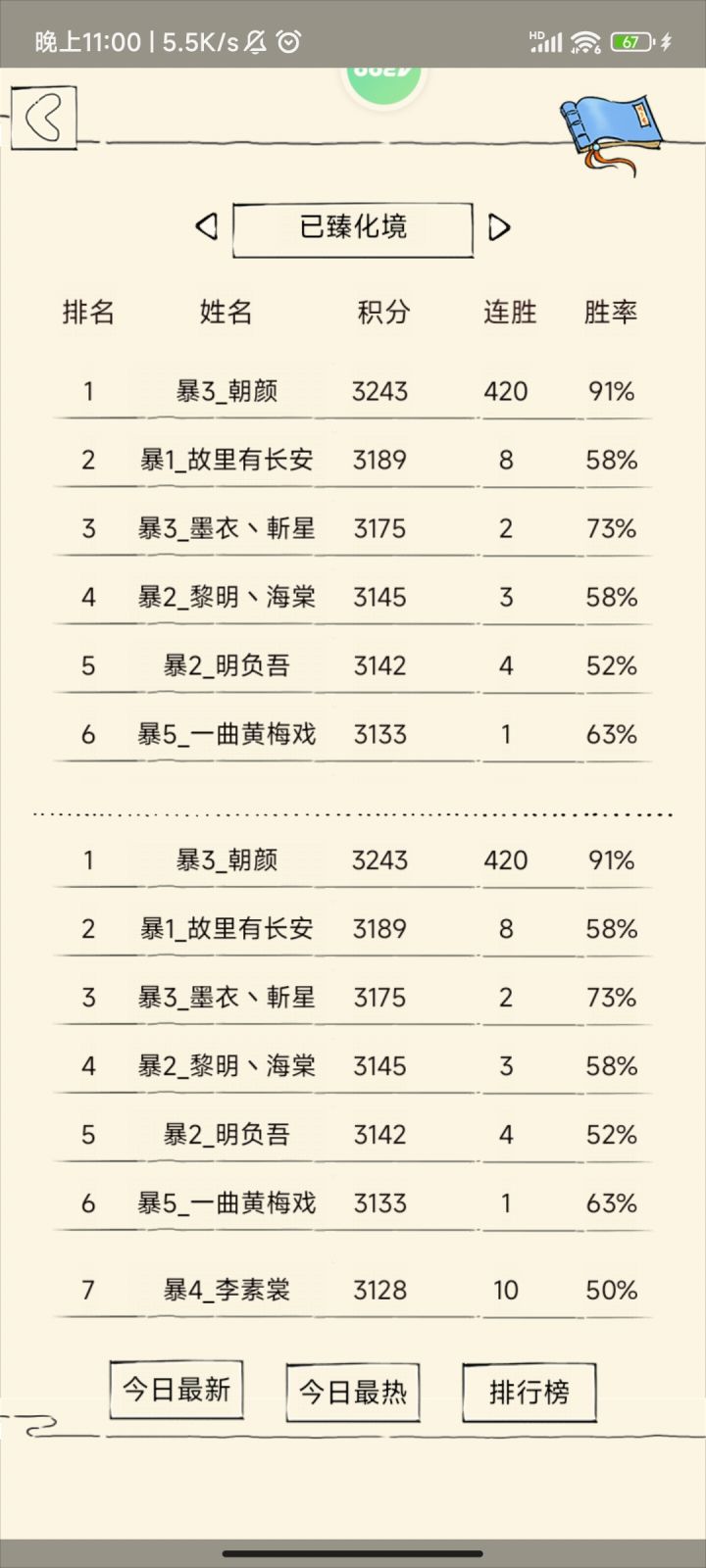 第一次定榜前10截图