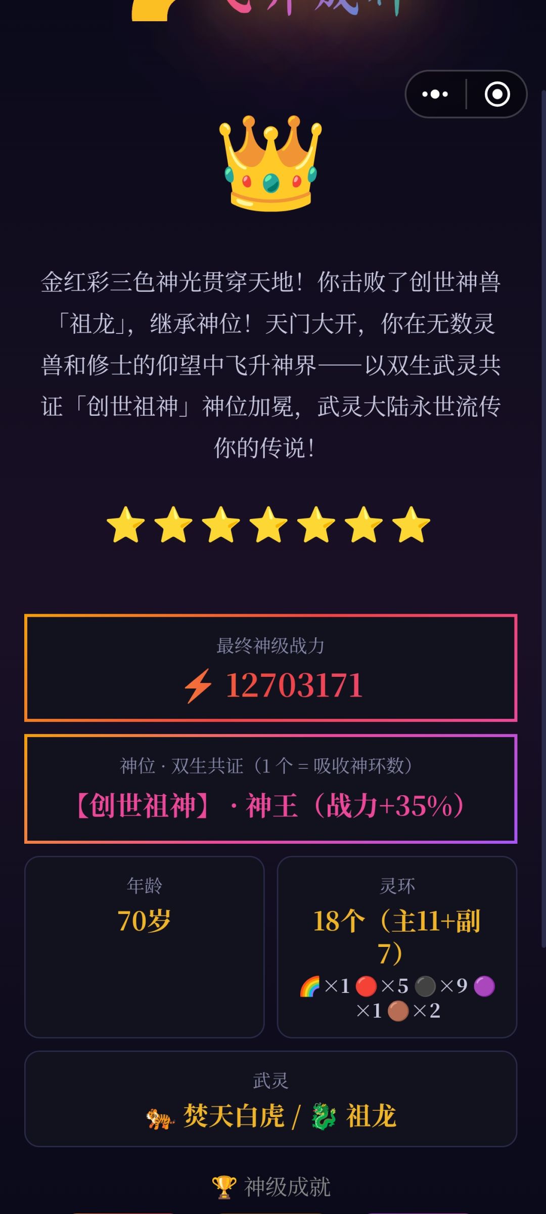 又只有一个神环,运气还是太差了 1
