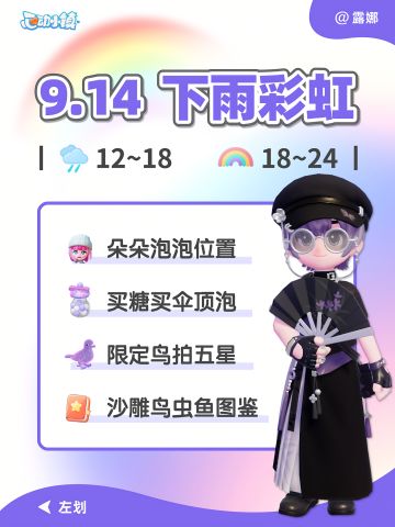9月14日 下雨彩虹必做攻略 鸟虫鱼图鉴