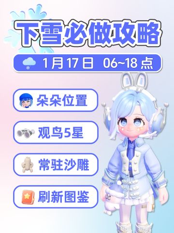 1月17日 小镇下雪必做攻略 朵朵位置 图鉴