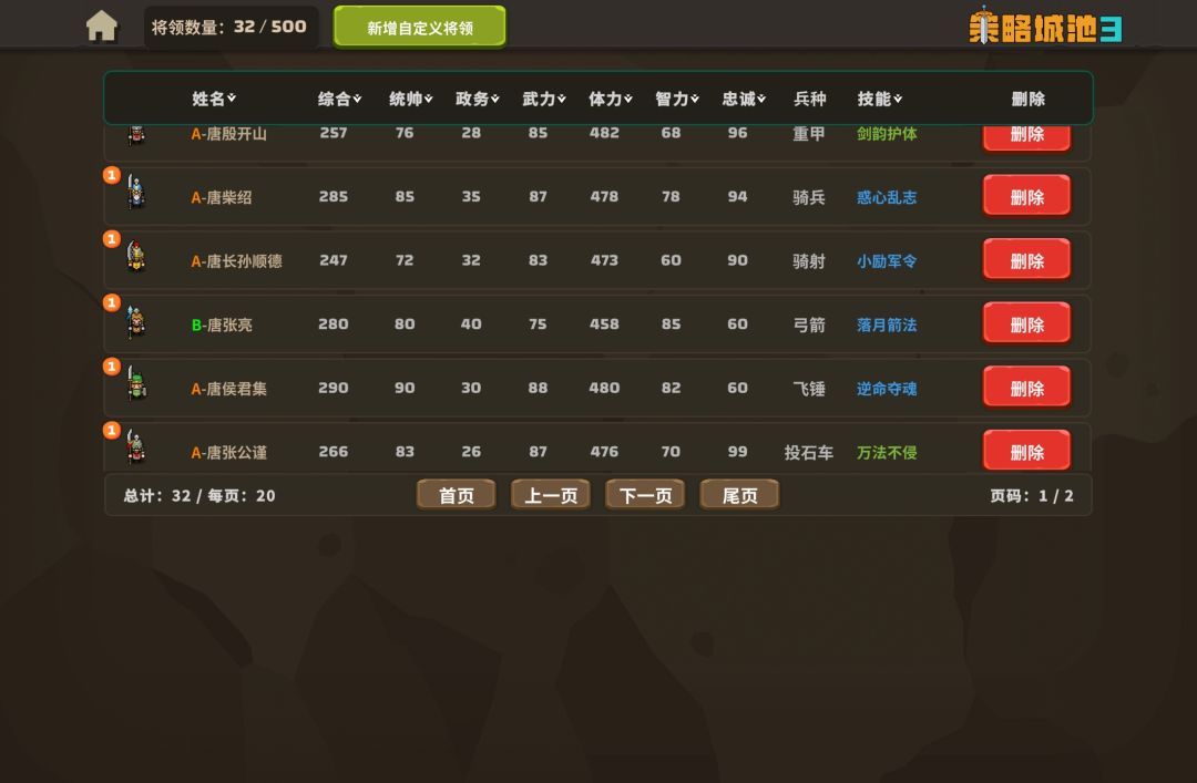 唐朝名将设置 3