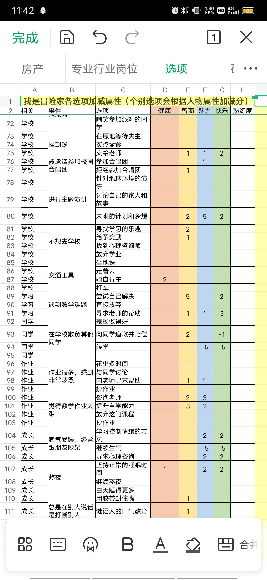 之前整理的部分选项属性加成 3