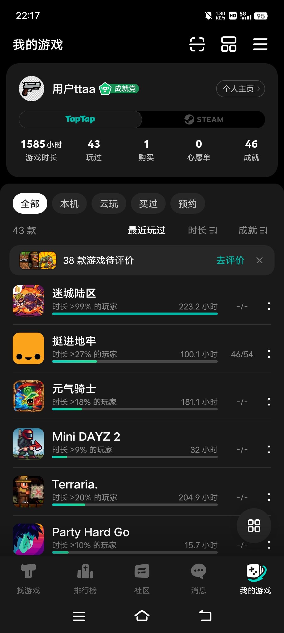 220多个游玩小时了截图