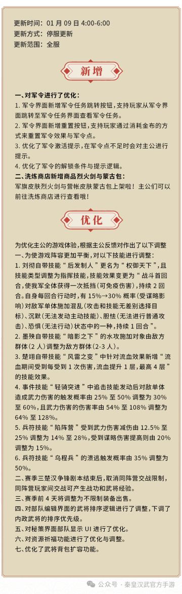 【秦皇汉武】1月9日更新内容早知道