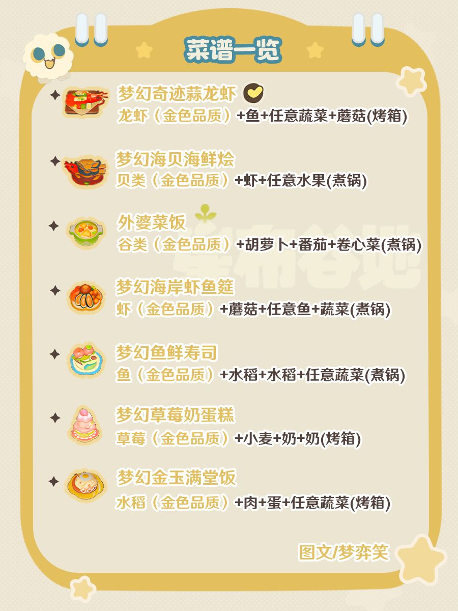 |星布谷地|全食谱收集📝 16