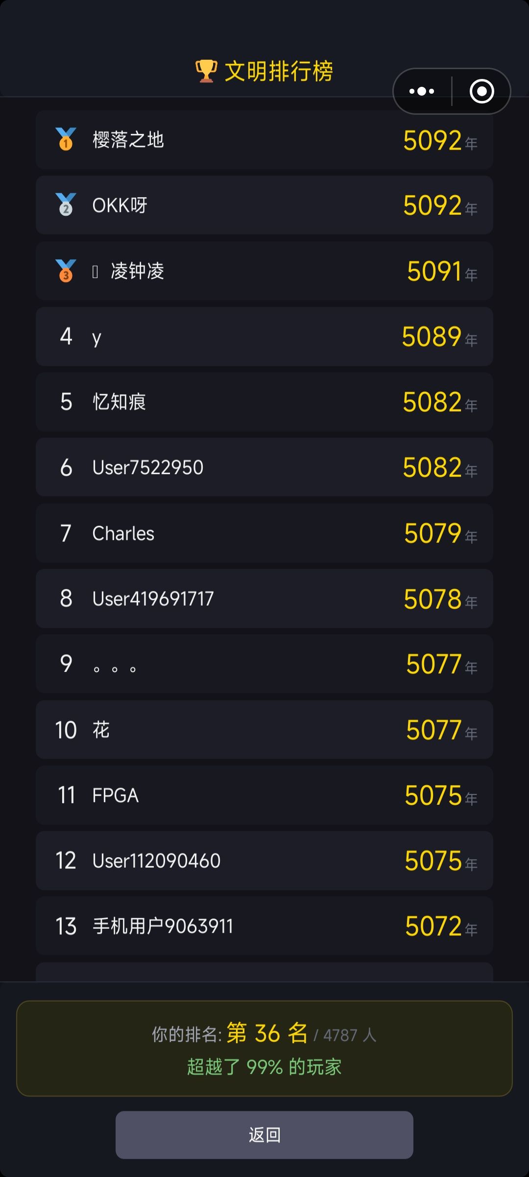 后打的成绩会吞掉之前的排名 2