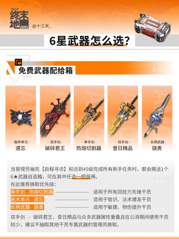 「终末地」自选武器推荐