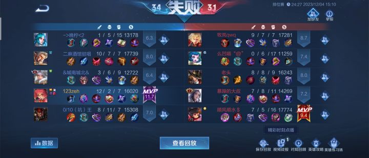 遇到一个搞笑的人。他玩钟无艳我安琪拉说我坑了他们黄忠也跟着他说。我这数据不知道怎么坑他们了。 
打完钟无艳要和我单挑安琪拉一看拿过市标怪不得这么自信。结果他输了秒删好友并且拒绝加好友。截图