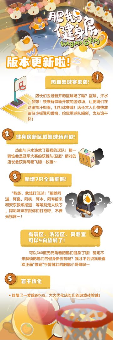 《肥鹅健身房》热血篮球赛 新版本内容