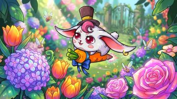 花开烂漫时，兔在丛中笑