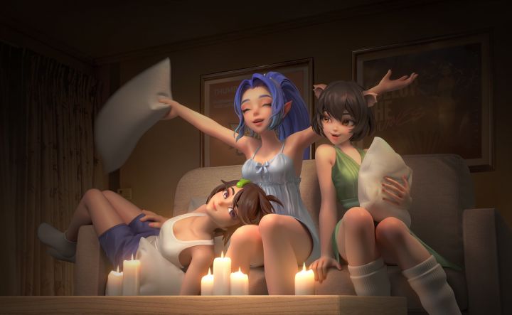 希雅美少女的新图!睡衣派对!截图