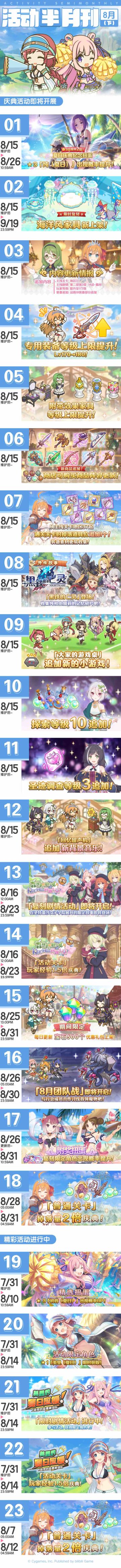 八月下旬常规活动开展预告