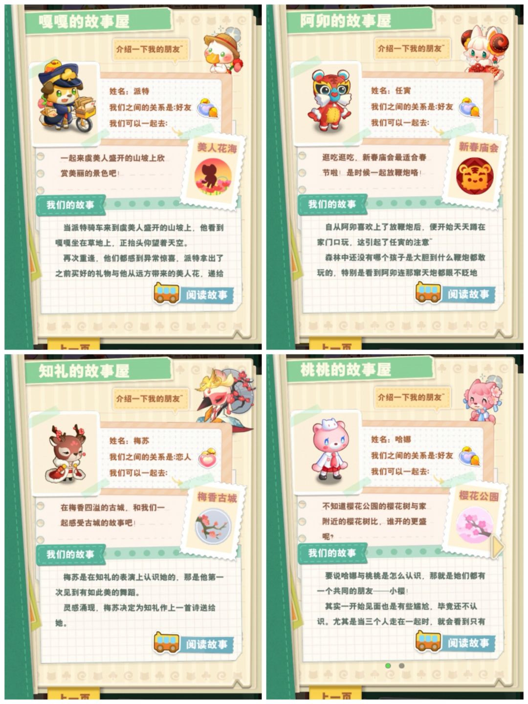 目前为止获得的动物羁绊 3