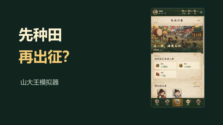 先种田再出征?山大王开局三笔账截图