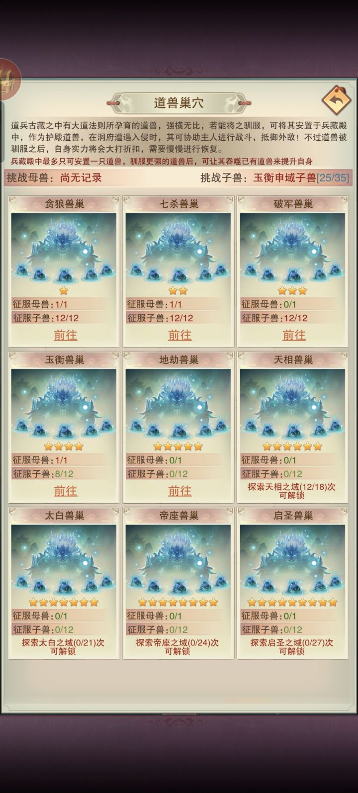 这个巢穴需要每个子兽和母兽都要挑战吗截图