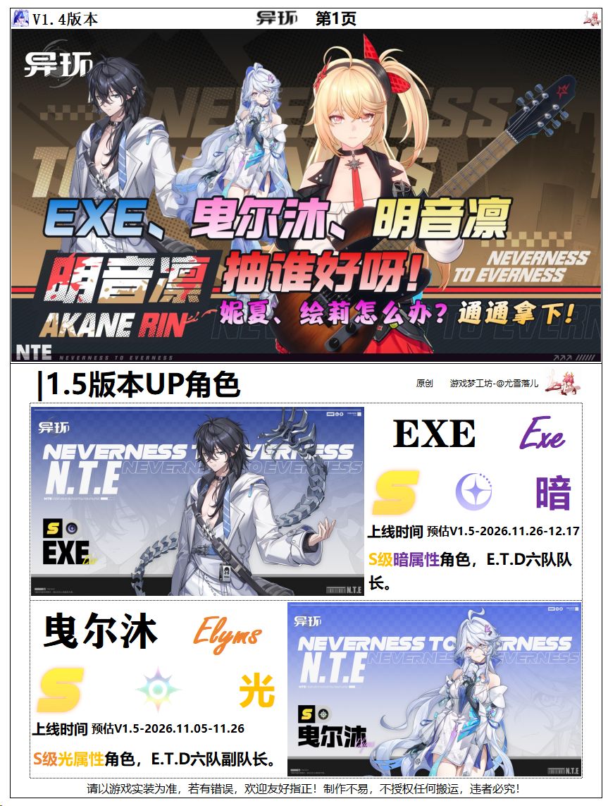 异环资讯:1.5角色确定,EXE+曳尔沐 1