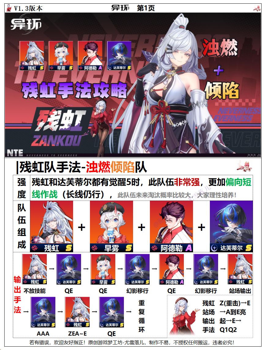 异环：残虹早雾阿德勒达芙浊燃倾陷队手法截图