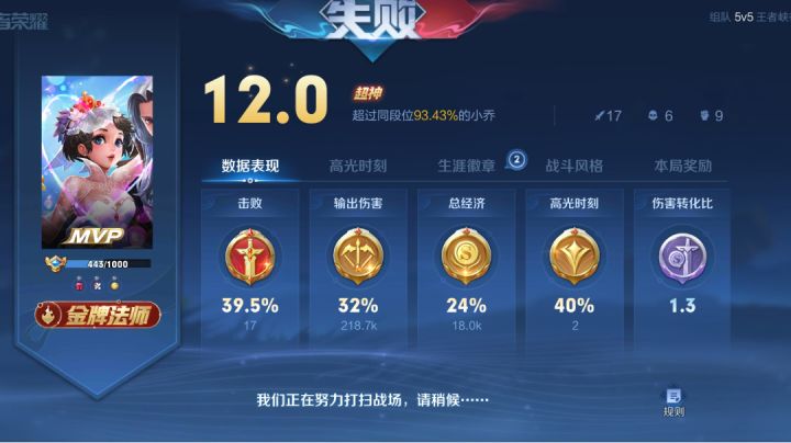 小乔快乐局,但是输了截图