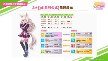 即将登场的3★养成优俊少女“[pf.胜利公式]琵琶晨光”数值公开！