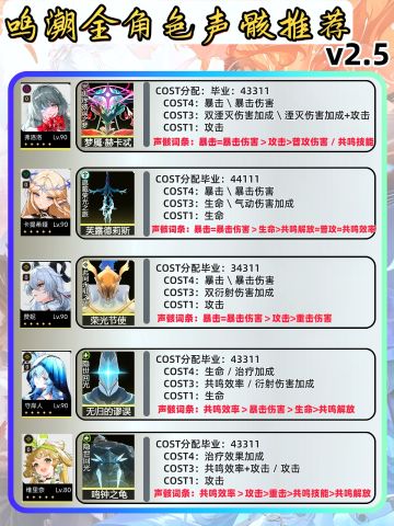 鸣潮v2.5保姆级全角色声骸推荐