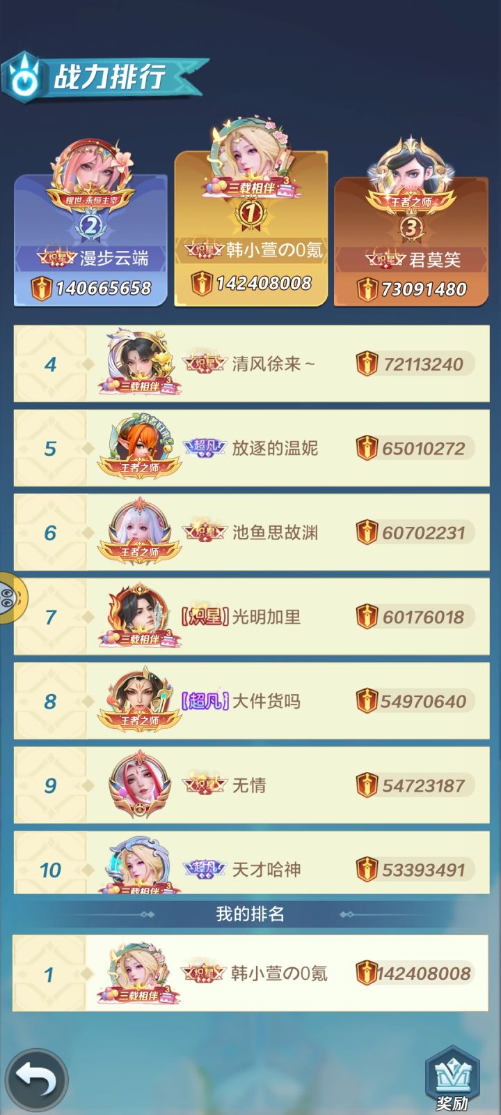 韩小萱之拿下本服榜一!截图