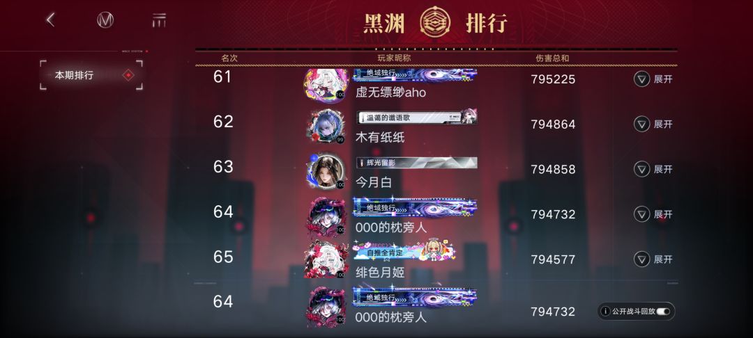 第一期黑渊 新城榜单记录 13