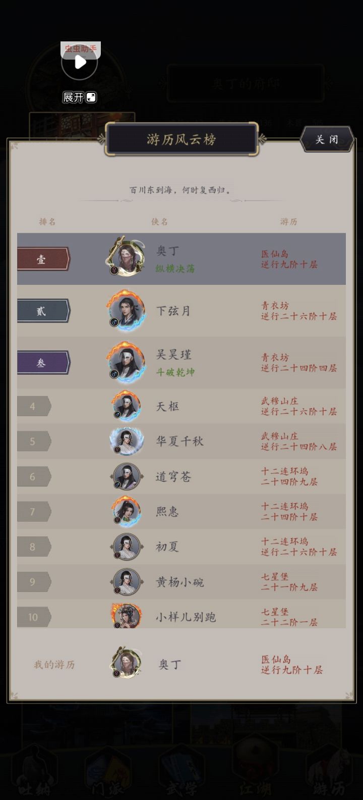 侥幸过藏剑,医仙岛沉淀截图