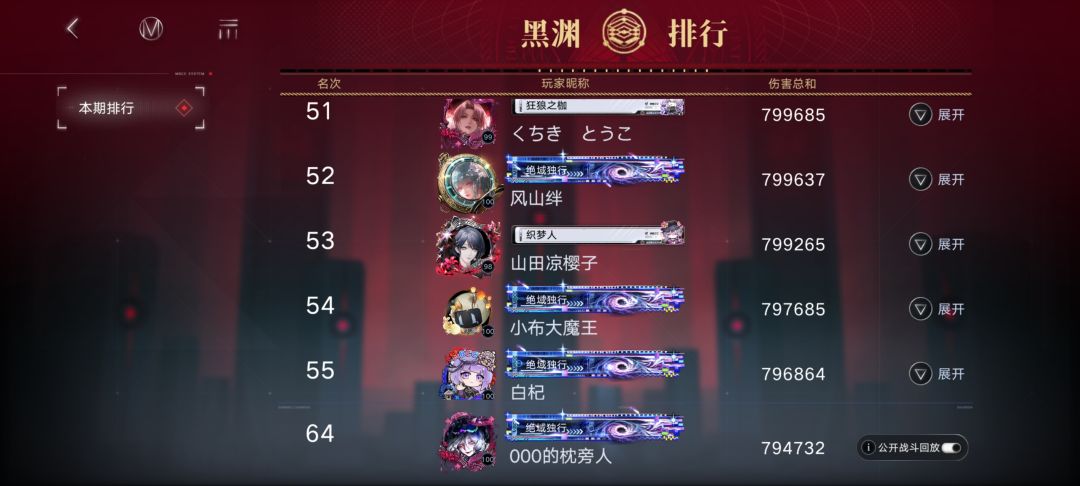 第一期黑渊 新城榜单记录 11